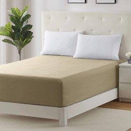 Moonlight Bedding Fitted Sheet 40 Cm Extra Deep Pocket Bed Sheets 16 inch Ultra Soft Bottom Sheet Brushed Microfiber Breathable Shrinkage and Fade Resistant (Beige, King)