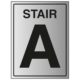 V Safety Stair A 200 x 300 mm - 1.6mm Aluminium Effect Rigid Plastic Safety Sign