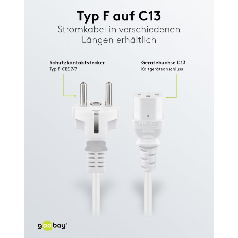 Goobay 96038 IEC Cable 1.5 m / C13 IEC Socket