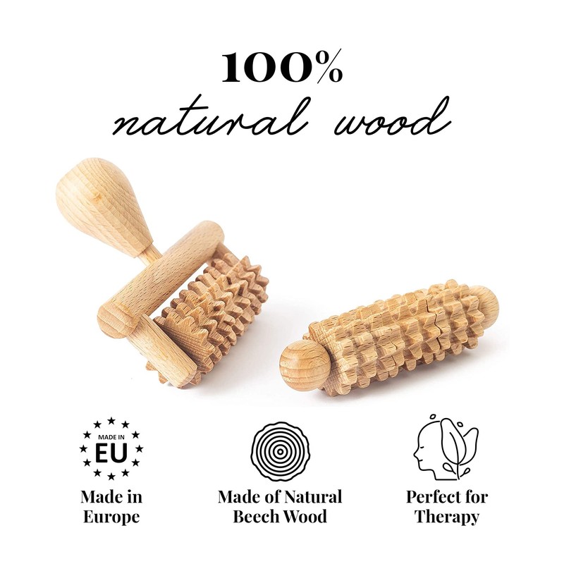 tuuli Body and Face Roller, Multi-Functional Wooden Massage Roller, Helps