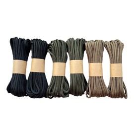 EdcX Paracord 4 mm, Plain Set (6 x 5 m and 5 x 10 m) | Ideal for Crafts, Camping, Outdoor | 100% Nylon Rope 4 mm | Tactical Cord 550 Type III - Basic Set (6 x 5 m)
