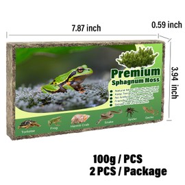 AQUA KT Reptile Premium Sphagnum Live Moss Bedding for Tree Frog Lizard Snake Hamster Hermit Crab Leopard Gecko Terrariums Habitat