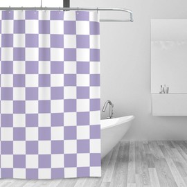 Ohocut Checkered Shower Curtain, Lavender Purple Shower Curtains for Bathroom, Cute Retro Checkboard Shower Curtain Vintage Aesthetic, Machine Washable Fabric Shower Curtain, 72''x72''