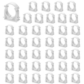 RHQFDM 40 Pieces PPR Pipe Clamps 16mm Tubing Clips White Plastic Water Pipe Fixed Clips Universal Single Pipe Clip Snap Single Hinged Pipe Clamp for kitchen Swimming Pool,Bathroom Pipe Fitting