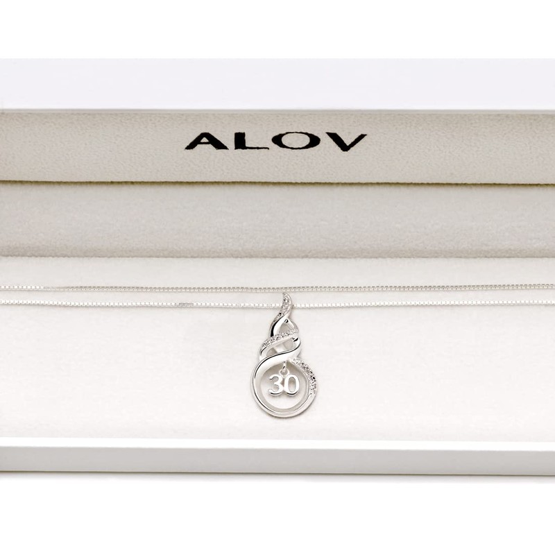 ALOV Jewelry Sterling Silver 30th Birthday Anniversary Lucky Number 30