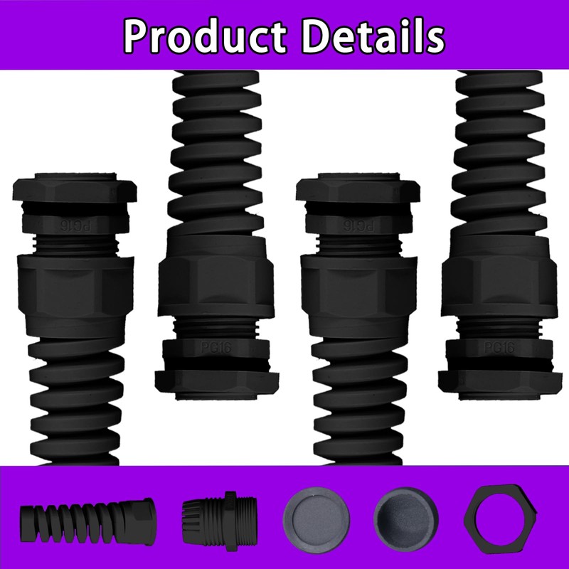 Swpeet Cable Gland Wire Hole Waterproof Nylon Joint Adjustable Locknut