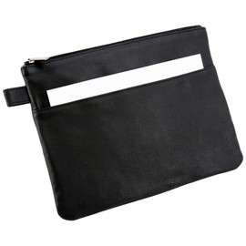ALASSIO 42232 – Bank Utensil Bag, Leather Bank Bag with Zip, Transport Bag for Coins, Banknotes and Valuables, Money Pouch, Multifunctional Bag Approx. 25 x 19 cm, Black