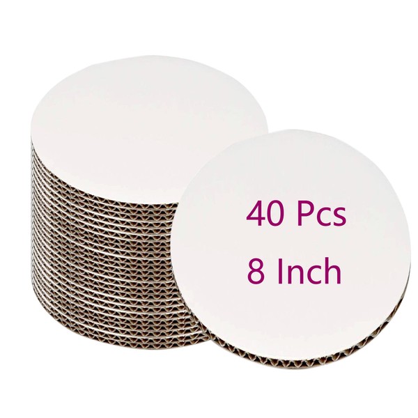 YYaaloa 40pcs White Cake Boards 8 inch Round Disposable Cake