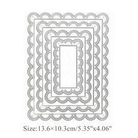 4pcs/Set Rectangle Frame Metal Die Cuts, Stitched Scalloped Rectangle Nesting Frame Tag Background Cutting Dies Cut Stencils for DIY Scrapbooking Album Decorative Embossing Paper Dies Card Making