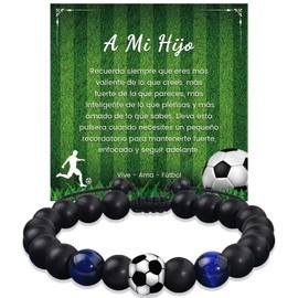 YELUWA Son Gift from Mum, Football Gifts Boys, Football Gifts, 18th Birthday Boy, Football Bracelet Gifts for Son 8 9 10 11 12 Years Birthday for Boys Football Bracelet Yellow ES, Stainless Steel,