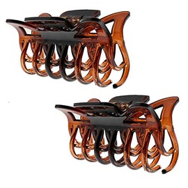Mytoptrendz® Set of 2pcs Hair Claws Clip Clamp Plastic Grip Strong Hold Dual Curved Teeth Stron Non Slip - 8.cm .3.1 Inch Long Slim for Women Girls up do hair Accessory (Tort Brown)
