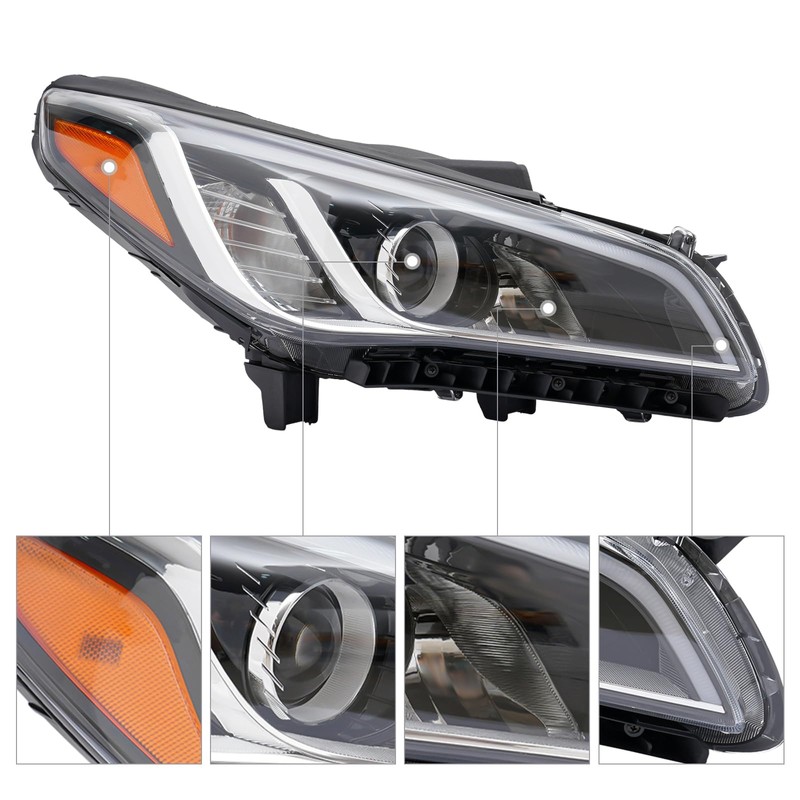 YIYIBYUS Headlights Assembly for 2015 2016 2017 Hyundai Sonata Front