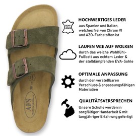 AFS-Schuhe 2100 Women's Fashionable Mules, High Quality, Genuine Leather, Made in Germany, moss