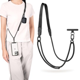 DreMker Smartphone Strap, 2026 Improved Design, No Shoulder Pain, Wide Strap, Ultra Thin, 0.07 inches (0.18 mm), Stainless Steel, Holder Included, Smartphone Shoulder Strap, Cross-Body Type