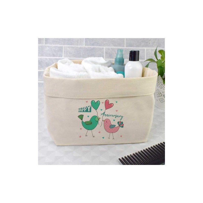 Large 'Anniversary Lovebirds' Canvas Organiser/Storage Bag (OR00034939)