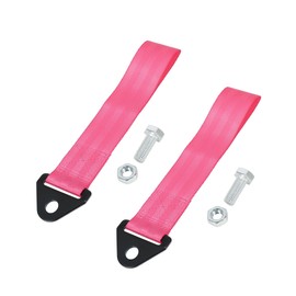 A ABSOPRO 2 Pcs Universal Car Tow Towing Hook Bumper Trailer Belt Strap with Bolt Aluminum Alloy Pink Item Replacement