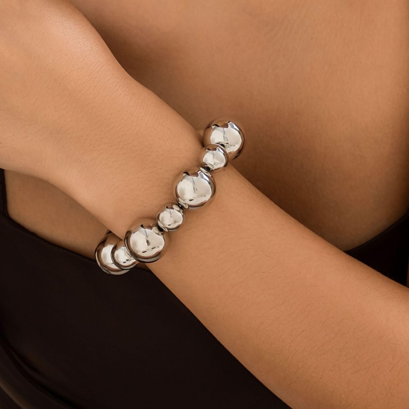 Statement Gold Beaded Bracelets for Women Strand Tarnish Chunky Dainty