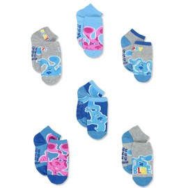 Nickelodeon Blue’s Clues & You Boy’s Baby Toddler 6 Pack Quarter Gripper Socks, Grey, 12-24 Months