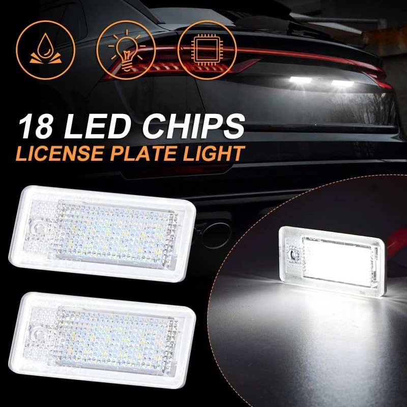 KATUR 2 x Error White 6000K 18 LED Car License