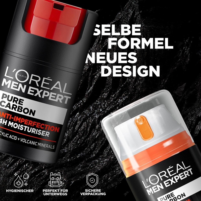 L'Oréal Men Expert Anti-Pimple Moisturiser, Effectively Fights Pimples, Pure Carbon,