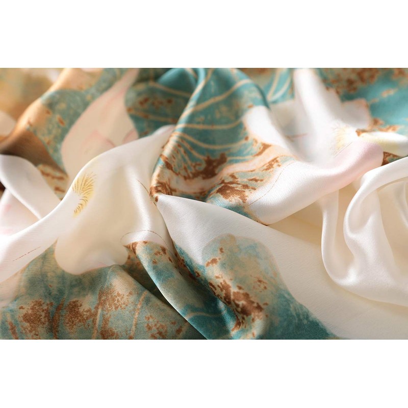 WEIGEER Silk Scarf Women Chiffon Shawl Lotus Scarf White Neckerchief