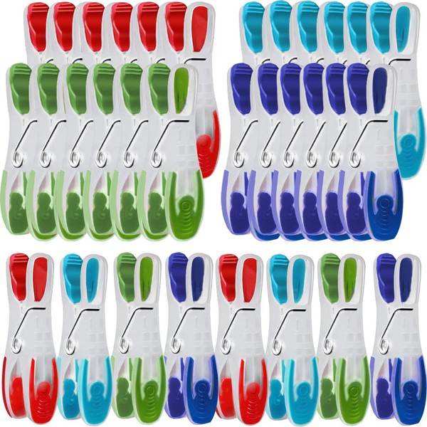Clothes Pegs, 32 Packs Clothes Pegs for Washing Line Washing Pegs with Durable Spring, 4 Colors Washing Line Pegs Plastic Non Slip Laundry Pegs, Durable Laundry Clips, Rust Resistant