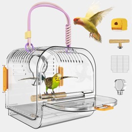Small Bird Travel Carrier, Portable Bird Cage for Small Bird Parrot Parakeet with Shade Cover and Standing Perch, Lightweight Bird Carry Transport Cage for Vet Visit Shopping and Outdoor Adventure