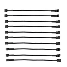 New Materials 3 Pin / 4-Pin pc Fan Extension Cable 12" 30cm, Black (pwm Fan Extension Cable 10 Pack)