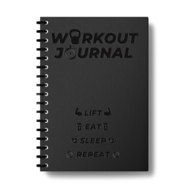 Gym Workout Log Book - Leather Cover Fitness Planner with 100 Pages - A5 Size -Track Workouts, Set Goals - Perfect for Men and Women