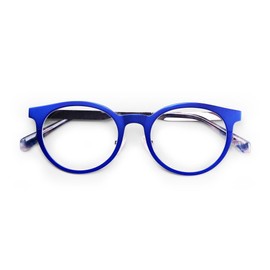 eyebobs - Steely Special | Premium Reading Glasses for Men and Women | Round Frame for Average Faces, Satin Royal Blue Metal, 2.25