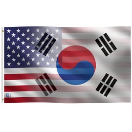 3x5 ft Korean American Hybrid Flag: 100% Polyester Banner, Brass Grommets & Strong Canvas Header, For Use Outdoor or Indoor