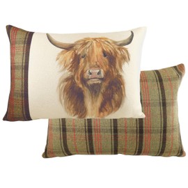 Evans Lichfield Hunter Highland Cow Cushion Cover, Multi, 40 x 60cm