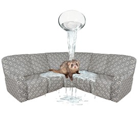 ALIECOM 100% Waterproof Sectional Recliner Couch Covers L Shape Printed Stretch Corner Reclining Sectional Sofa Cover Washable Pet Dog Recliner Slipcovers (Checkered Gray, 5 Seat)