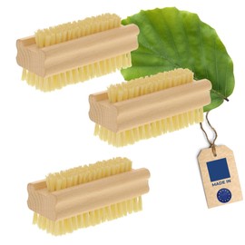3 x HOFMEISTER® Nail Brush, 9.5 cm, Hygienic Cleaning of Hands & Fingernails, Gentle on Skin, Fibre Natural Fibres, for Manicure, Pedicure & Hand Care, EU Wooden Hand Wash Brush