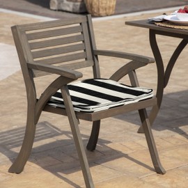 Arden Selections ProFoam Rounded Back Seat Cushion Cover 19 x 20, Onyx Black Cabana Stripe