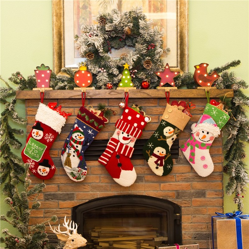 Glitzhome 20" Handmade Hooked 3D Snowman Christmas Stocking