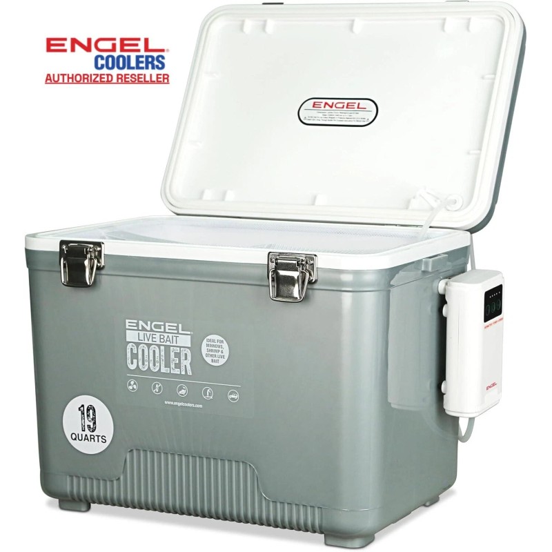 Engel 19QT Pro Live Bait Cooler with Rechargeable Aerator Silver