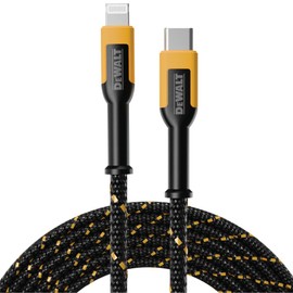 DEWALT Lightning to Type C Cable — Reinforced Braided Cable for Type C Fast Charging — USB C to Lightning Charging Cable — Fast Charging Apple Compatible Phone Cable — 4 ft