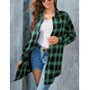 Bozanly Women's Oversized Button Down Long Plaid Flannel Shirts Lapel