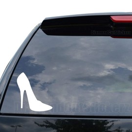 DiamondCutStickerz Women Fashion HIGH Heel Shoe Decal Sticker Car Truck Motorcycle Window Bumper Laptop Wall Decor - Size (05 inch / 13 cm Tall) - Color (Gloss White)