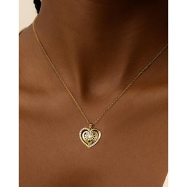 Sunflower Necklace for Women, You Are My Sunshine Heart Pendant, 925 Sterling Silver with 14K Gold Plating & 5A Cubic Zirconia, Anniversary Birthday Gift for Wife Mom Girlfriend Daughter