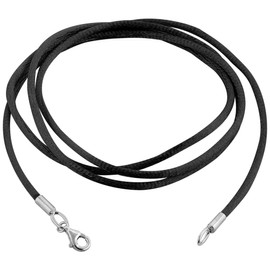 Nenalina 803019-1 Women's Necklace Silk Cord in Black with Lobster Clasp 925 Sterling Silver, Fabric, No Gemstone