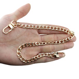 HEEHEE 15.7"(40cm) Mini Purse Chain Strap Accessories Lightweight and Comfortable Iron Flat Chains Replacement Straps with Buckles Gold 1 PCS for Shoulder Cross Body Handbag