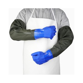 Chenivesss Long Waterproof Rubber Gloves, Aquarium Gloves, Pond Gloves, Resistant to Acids and Alkali Work Gloves, 70 cm Extra Long Sleeve Full Arm Gloves for Men