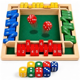 Shut The Box Game, Wooden Number Flip Board Dice Tabletop Toys for 2-4 Player, Math Educational Learning Tools for Kids and Adults, Classic Pub Family Game Night Party Activity, Camping