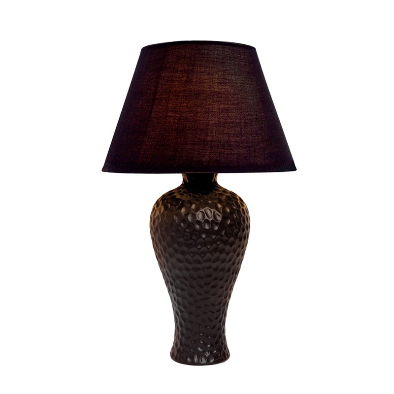 Simple Designs LT2004-BLK-LB 20.08" Textured Stucco Curvy Ceramic Table Lamp