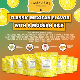 Tamalitoz Pineapple Galore – Handcrafted Pineapple Hard Candy Filled with Chile, Lime & Sea Salt – Natural Fruit Flavor, Gluten-Free, Kosher, No Artificial Colors, 8 Bags – 4oz Each