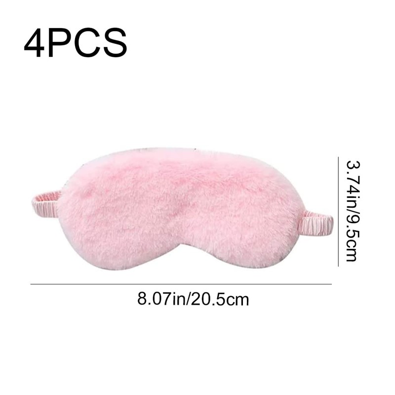JorJorLer 4 Pcs Plush Silk Sleep Mask, Adjustable Rabbit Blindfold