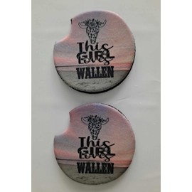 This Girl Loves Wallen Country Music Car Coasters Soft Neoprene - 2 PACK - Car Cup Holder Coaster, Absorbent Car Cupholder Coaster