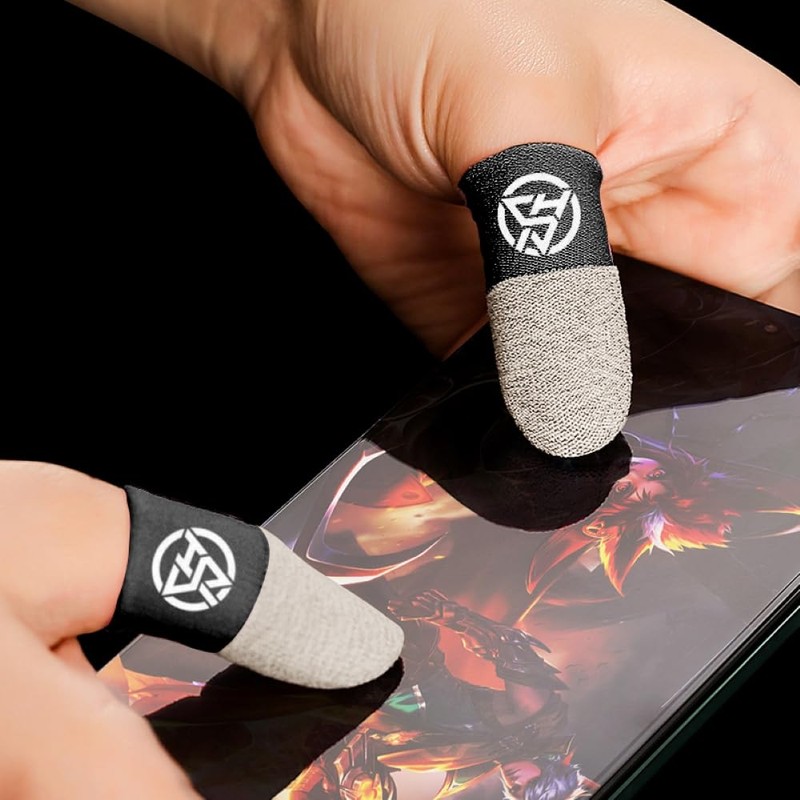 JOWILIN Gaming Finger Sleeves, 4 Pcs Silver Fibers Gaming Gloves